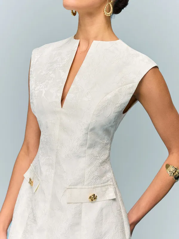 Commence Pocketed Textured Mini Dress with Metal Button small - Image 2