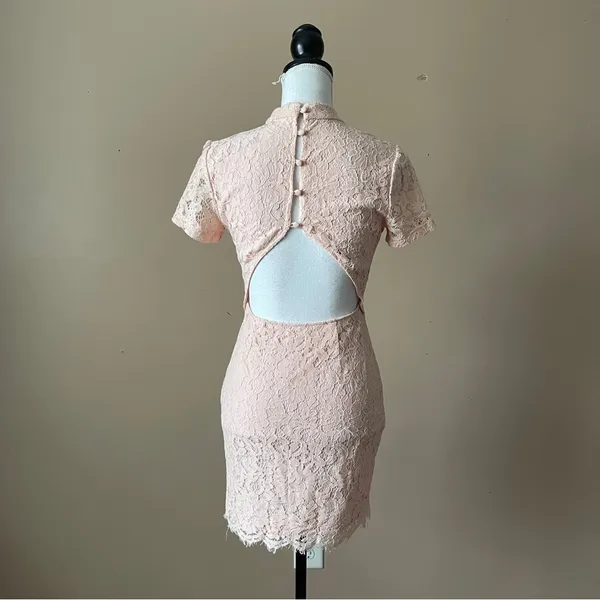 FOREVER 21 | Pink Lace Open Back Bodycon Dress Sz S - Image 6