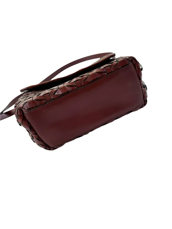 Dillards Woven Leather Cognac Brown Crossbody Bag Fisherman - Image 11