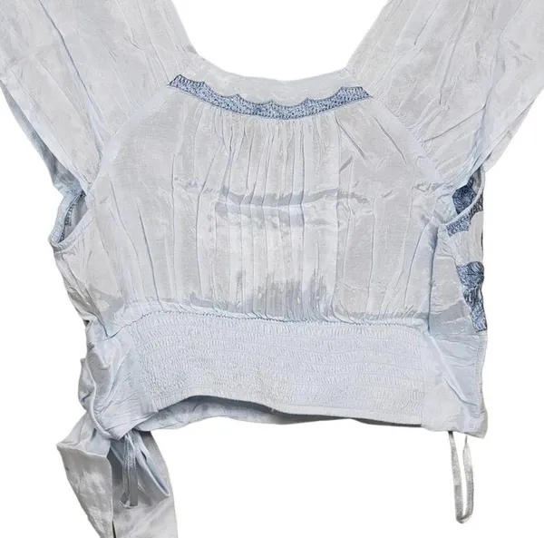 Free People Womens XS Sahara Embroidered Crop Top Blue NEW - Image 7