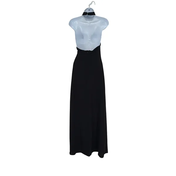 David Meister‎ Womens Black Halter Neck Sleeveless Maxi Gown Dress Size 6 - Image 2
