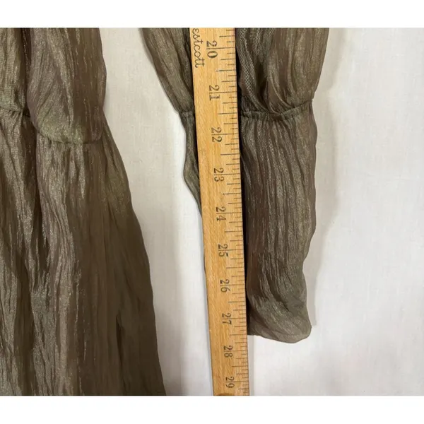 Sheer‎ Crinkle Tiered Maxi Dress Women's S Khaki Ethereal Romantic Coquette Chic - Image 12