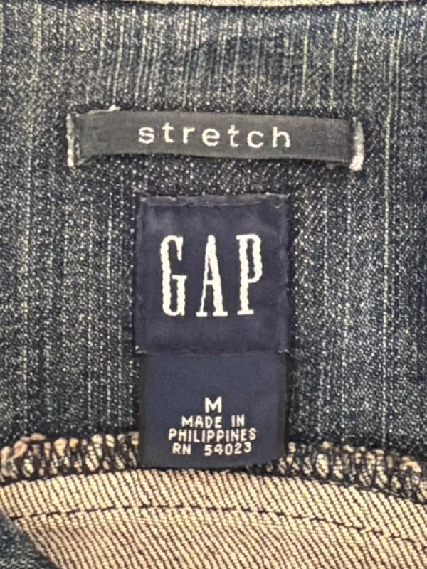 Gap Denim Jean Jacket Blue Stretch Silver Hardware Buttons Size Medium - Image 4