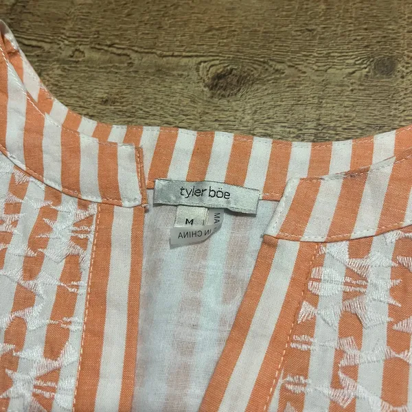 Tyler Boe Wmns Orange White Stripe Linen Blend Claudia Dress Sz M Casual Beachy - Image 5