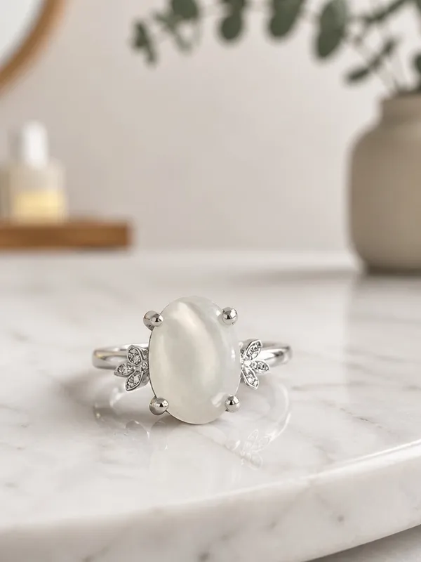 Moonstone Floral Sterling Ring - Image 2
