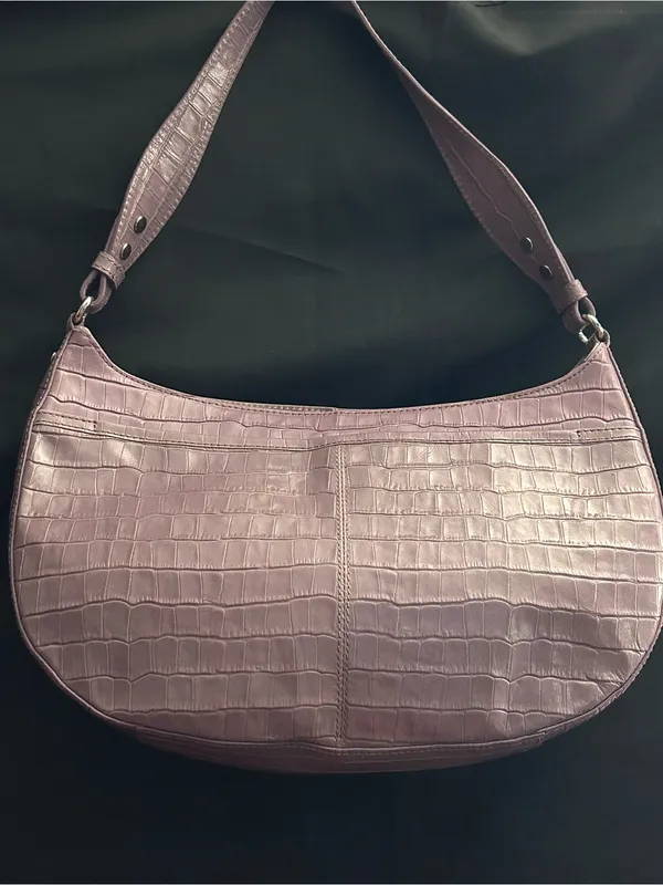 Maxx New York Lilac Croc-Embossed Shoulder Handbag - Image 2