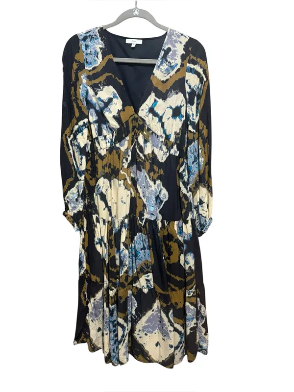 ANTHROPOLOGIE Othelia Arden Tie Dye Midi Dress S 19” P2P Blue/Tan/Cream EUC - Image 2