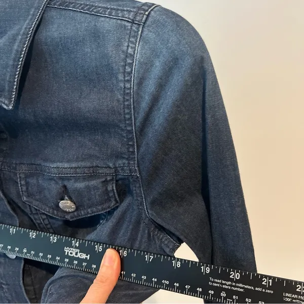 Cremieux Dark Blue Jean Jacket Shirt w/ Silver Buttons women’s size S - Image 6