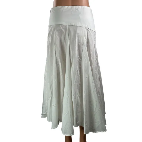 NEW Zara Women's White Pleated Mid Waist Asymmetric A Line Midi Skirt Size S - Image 3