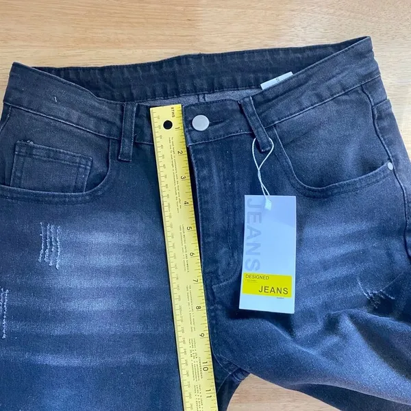 NWT Black Gray Distressed High Waisted Loose Mom Jeans Size S - Image 7