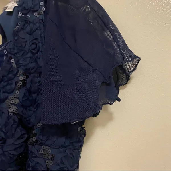 Emerald Sundae Womens Formal Maxi Dress S 32” Navy Blue Lace Sequin Top Pleated - Image 7