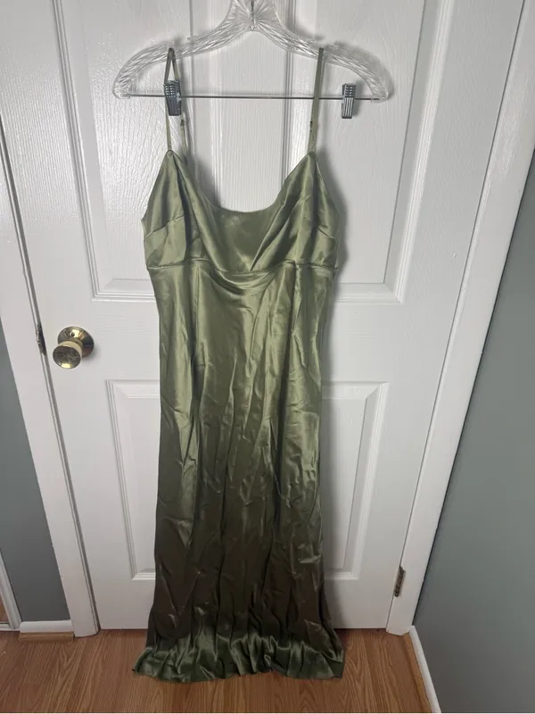 Reformation Kailyn Silk Dress in Artichoke 12 - Image 2