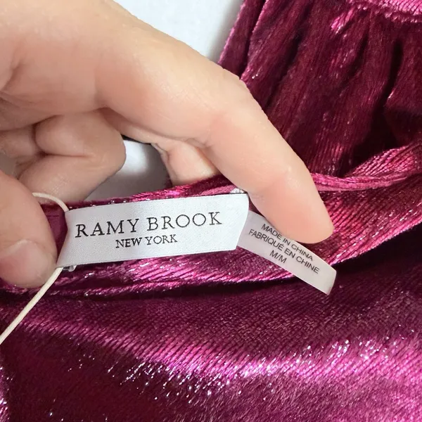 NEW Ramy Brook Deep Red Sparkle Velvet Velour Halter Neck Ellin Mini Dress Sz M - Image 4