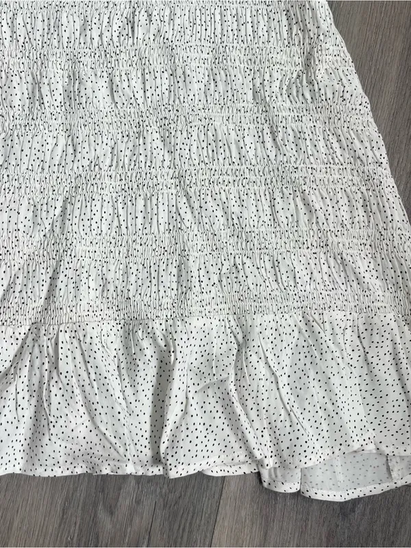 NWT Express White Black Polka Dot Smocked Midi Dress XL Tie Strap - Image 4