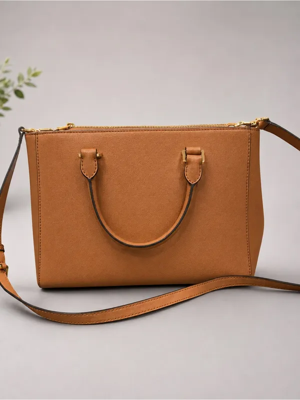 Michael Kors Kellen Acorn Medium Satchel Crossbody Saffiano Leather Bag ECU - Image 3
