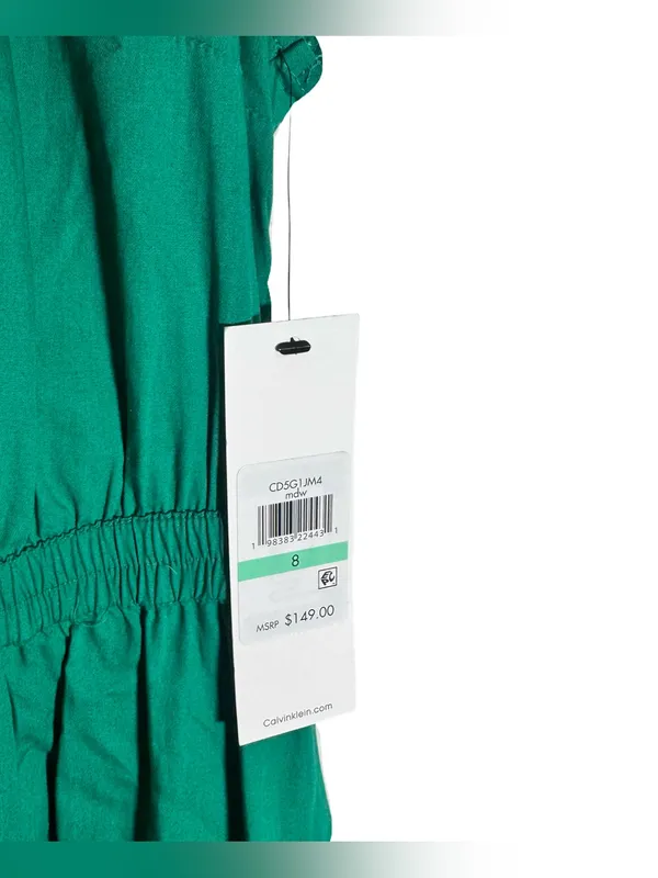 Calvin Klein Midi Dress Women's 8 Cutout Cotton Emerald Sleeveless Vacation NWT - Image 6