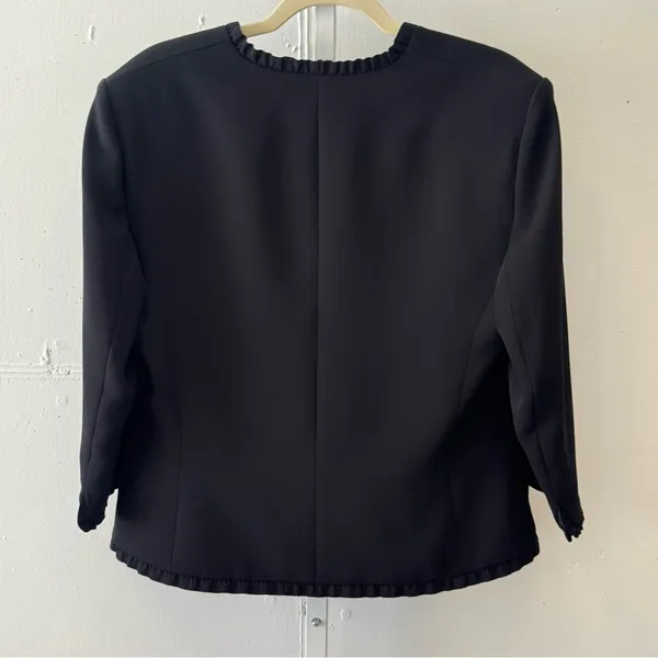 Vintage Tahari ASL Classic Career Ruffle Regular Fit Blazer Jacket Black Size 16 - Image 2