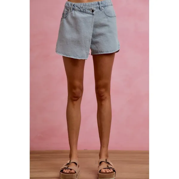 SO ME Washed Denim Wrap Skorts‎ - XL - Image 9