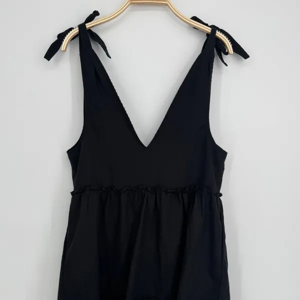 Petal + Pup Erenda Dress Size 10 Black Linen Cotton Tiered Midi Boho Summer - Image 7