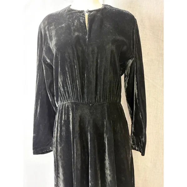 Vintage Donna Morgan Black Velvet Maxi Dress Long‎ Sleeve Side Zip 13/14 - Image 14