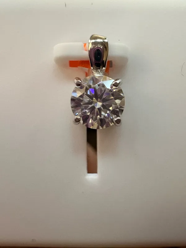 Sterling Silver Dainty 1CTW Round Cut Moissanite Pendant - Image 6