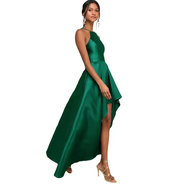 Lulus Broadway Show Emerald Green High-Low Gown size Large NWT - Image 5