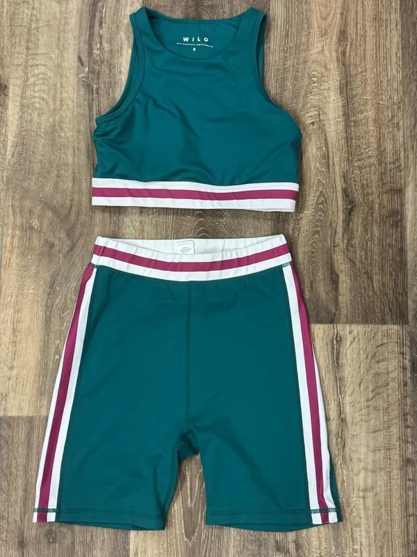 Wilo The Label Green Biker Shorts/Tank Top Set Women’s Small - Image 4