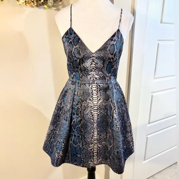 LOVERS + FRIENDS Young Love Fit & Flare Mini Dress in Night Python~Small 🧡 - Image 3