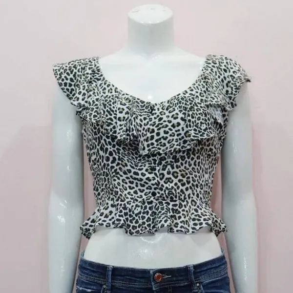 ZARA Leopard Print Peplum Ruffle Blouse - Image 4