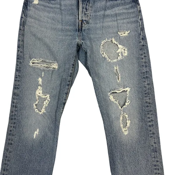 Levi's Premium 501 Jeans 28 Distressed Ripped Thrashed Grunge Straight Leg Denim - Image 7