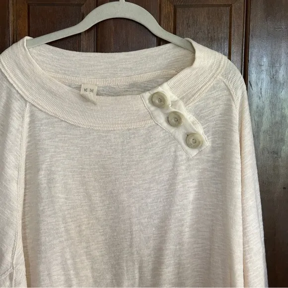 We The Free Free People Long Sleeve Top Womens L Cream Button Detail‎ Slouchy - Image 12