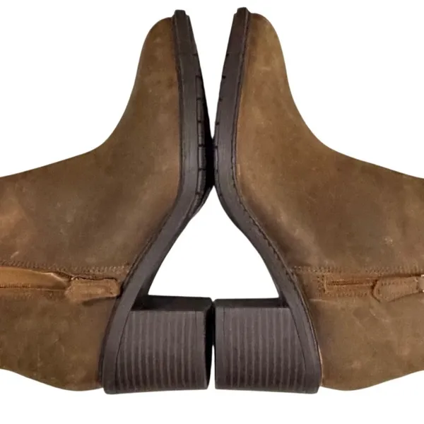 Clarks Scene Zip Ankle Boots Womens 8 Brown Waxy Leather Block Heel Rustic Chic - Image 6