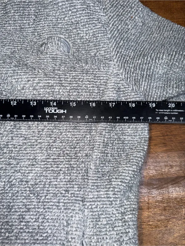 The North Face Fuzzy‎ Sweater Jacket Gray Full Zip Logo Gorpcore Outdoorsy Sz M - Image 6