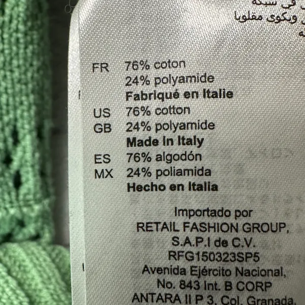 Sandro Paris Joe Pointelle Open Knit Top M Green‎ Cottagecore Soft Girl Romantic - Image 7