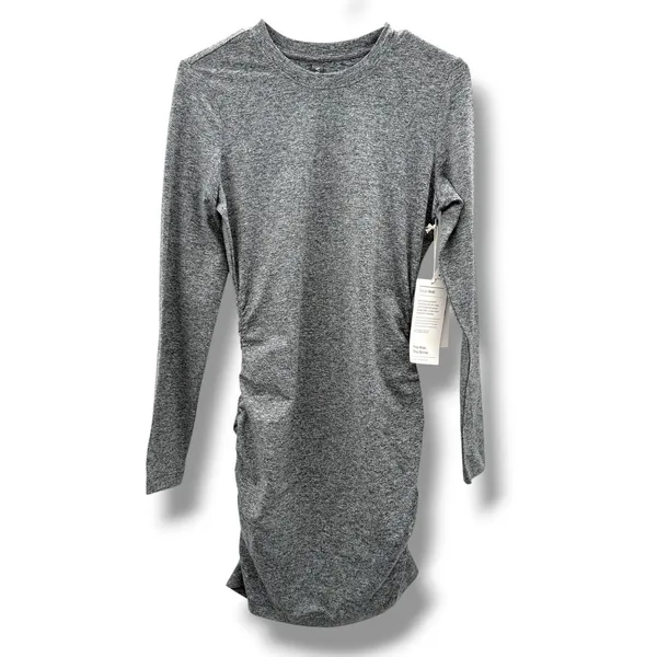Vuori Halo Ruched Dress Womens Medium‎ Heather Grey DreamKnit Long Sleeve Mini - Image 3