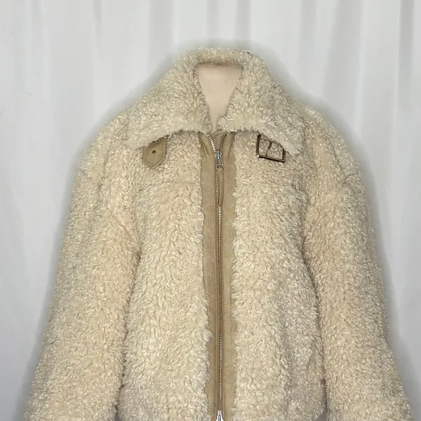 NWT!!‎ FREE PEOPLE Jolie Teddy Coat Faux Fur Oversized Bohemian Outdoors Medium - Image 3