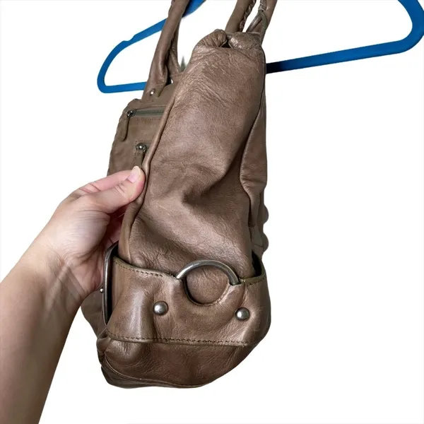 Sabina New York Brown Genuine Leather Double Handle Bag Purse - Image 4