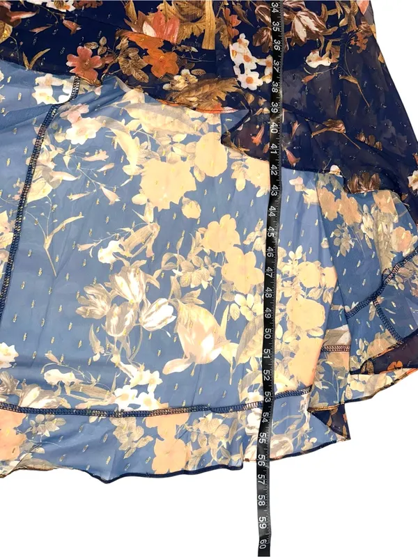 Lulu's Stunning Favorite Navy Floral High-Low Ruffle V-Neck Dress LARGE - Image 9