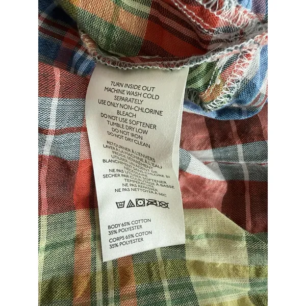ANTHROPOLOGIE Pilcro Half-Sleeve Batwing Blouse Plaid Women's Size Medium - Image 16