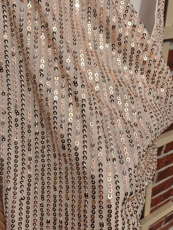 Grace Karin Rose Gold sequin Camisole Wrap top with Tie Side Small - Image 3