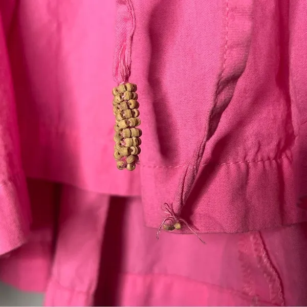 Free People Y2K Pink Ruffle Crop Top Sweetheart Bubble Hem Festival Vacation L - Image 5