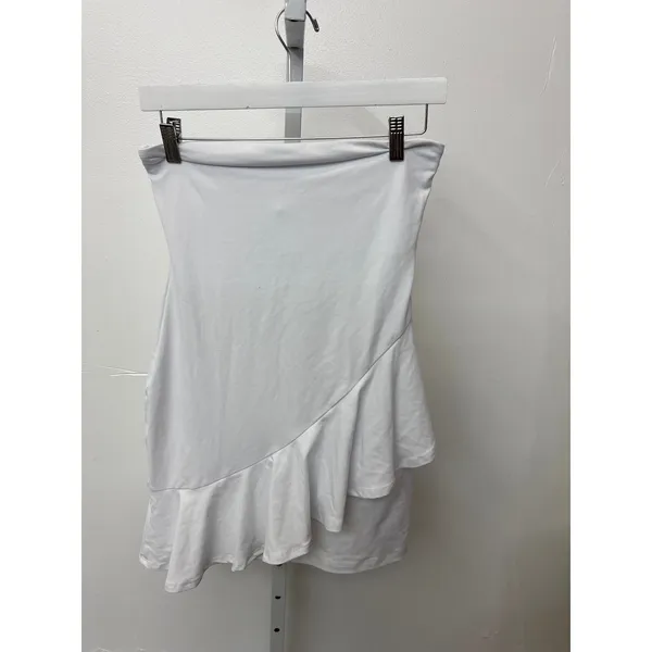 NWT Susana Monaco Sz S Solid White Asymmetrical Ruffled Strapless Mini Dress - Image 2