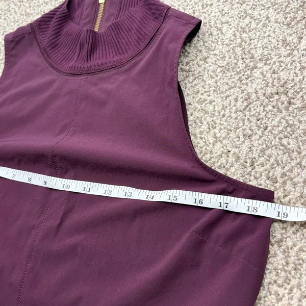 Athleta Initiative Mock Neck Mini Shift Dress Women SM Tall Plum Sleeveless Zip - Image 10