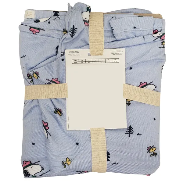 AMERICAN EAGLE Luxe Plush Lounge Set Large Snoopy Peanuts Short Sleeve Shirt & Shorts - Image 2