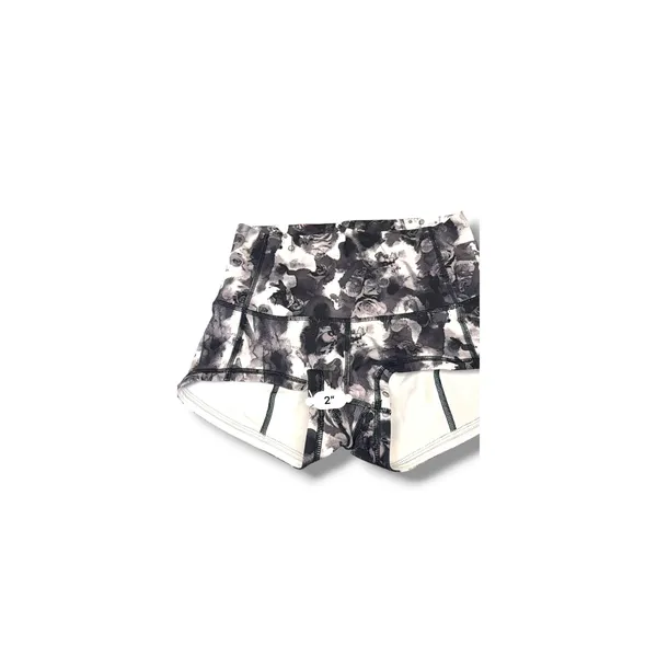 Lululemon Boogie Shorts Womens 6 Black White Floral Yoga Running Athletic - Image 7