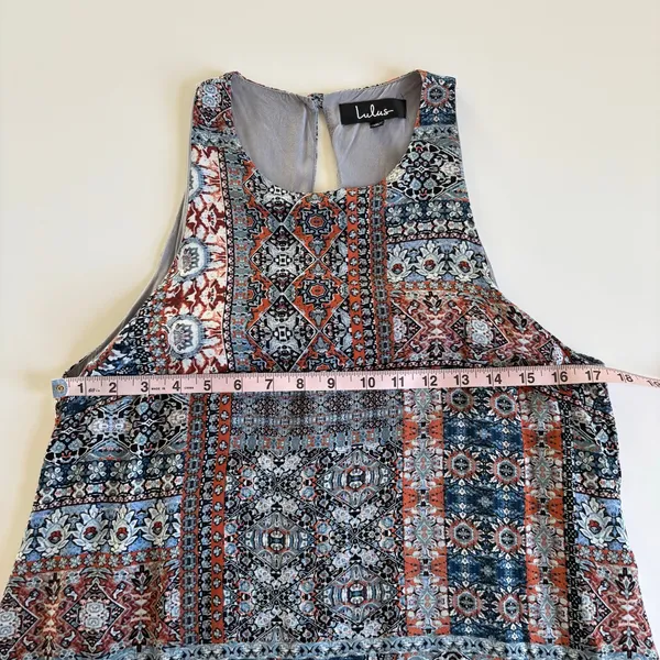 Lulus Sleeveless Swing Shift Mini Dress Women’s Large Gray/Blue/Black/Orange - Image 3