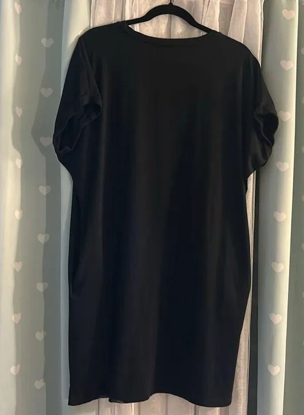 New York & Co Size M Black Cuffed T Shirt Dress - Image 7