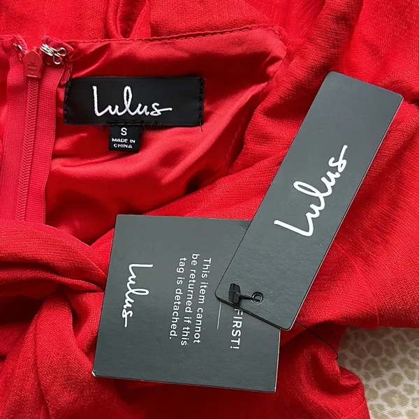 NWT Lulu’s Red Jumpsuit Romper with ruffled shoulders - Image 2