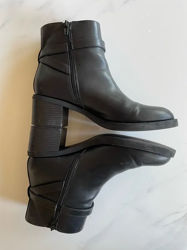 LOFT Women Heel Ankle Boots Black Size 10M Faux Leather Zip - Image 7