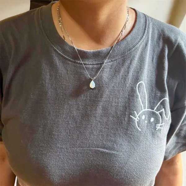 Opal Teardrop Shape Pendant Necklace for Women - Image 6